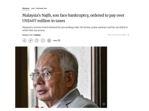 example of bankruptcy proceedings against debtor owing 407 million dollars in tax arrears