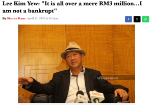 news article of a potentially highly solvent debtor being pressured with a bankruptcy notice in Malaysia